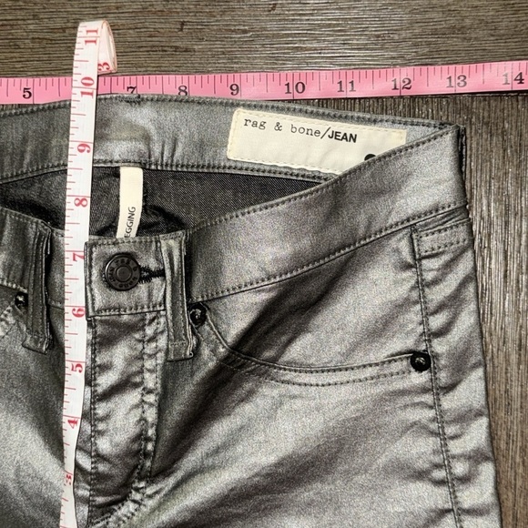 Rag & Bone Leggings Skinny Jeans Pewter Metallic - Picture 11 of 12